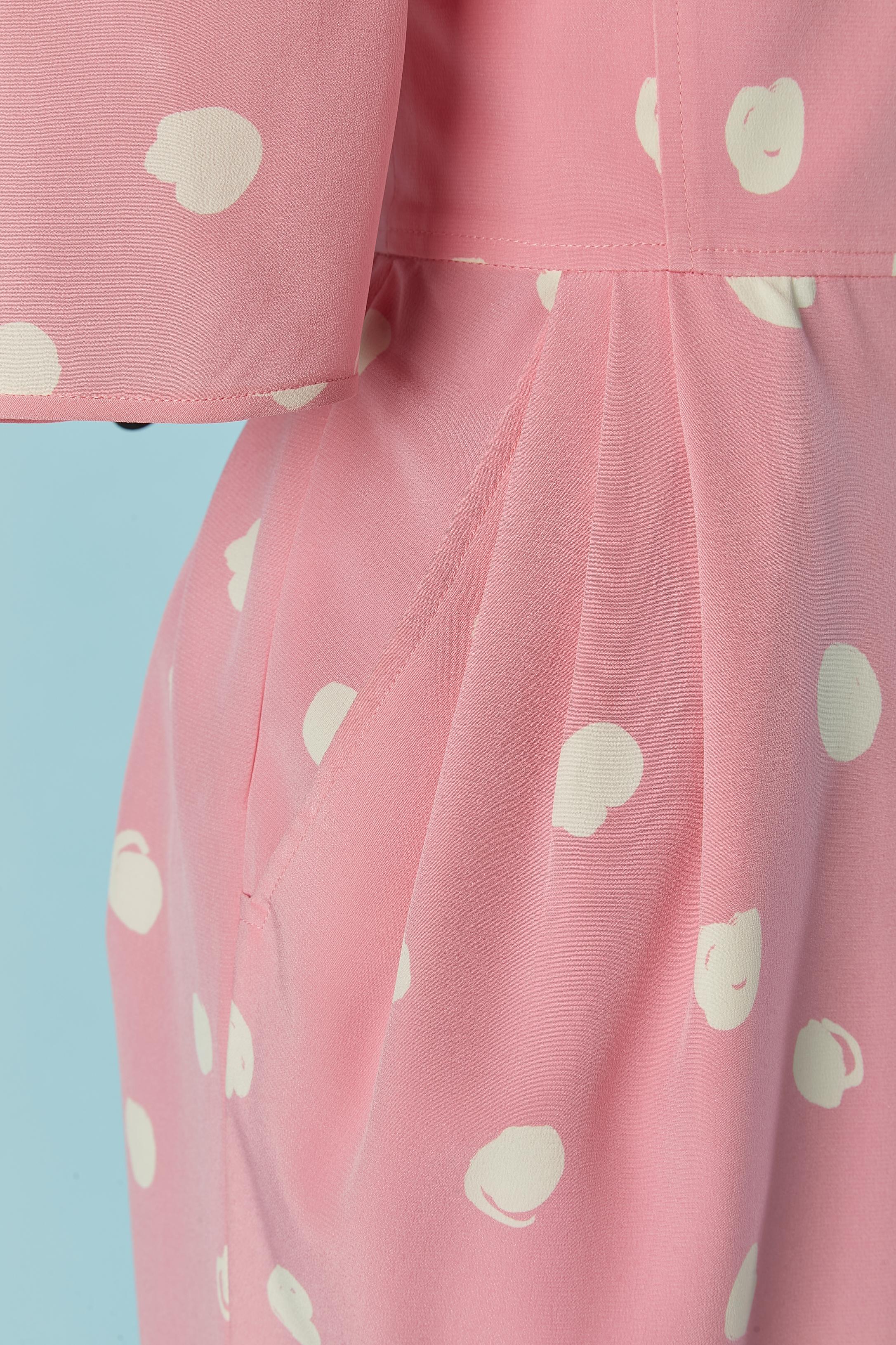 Pink dress with white Polka dots UNGARO Parallèle In Excellent Condition For Sale In Saint-Ouen-Sur-Seine, FR