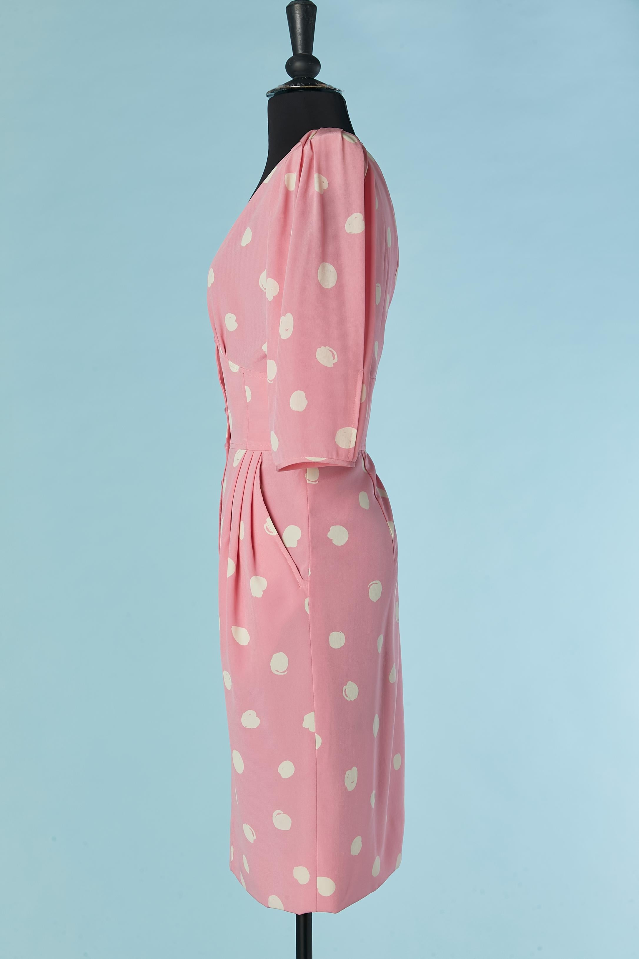 Women's Pink dress with white Polka dots UNGARO Parallèle For Sale