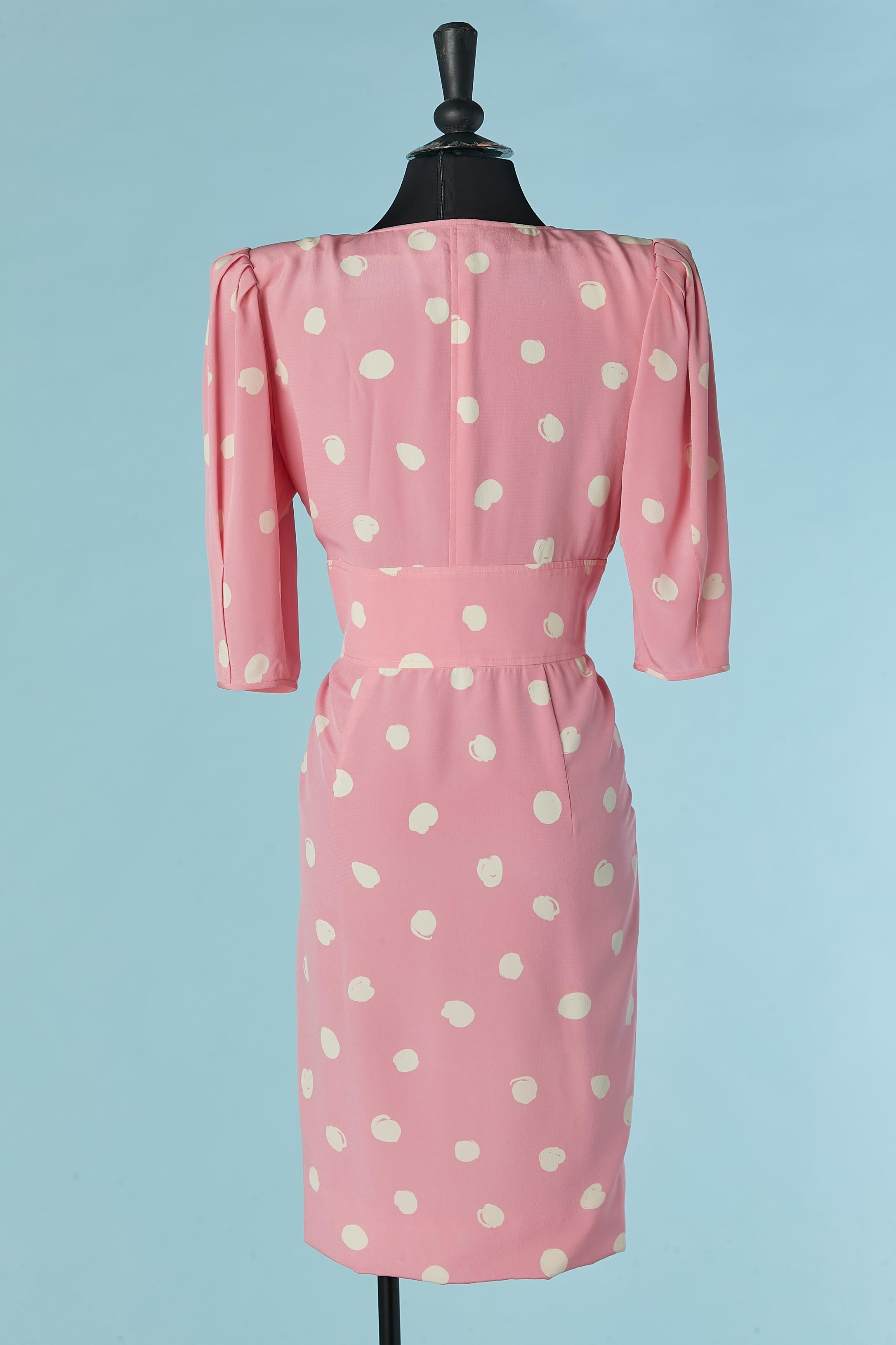 Pink dress with white Polka dots UNGARO Parallèle For Sale 1
