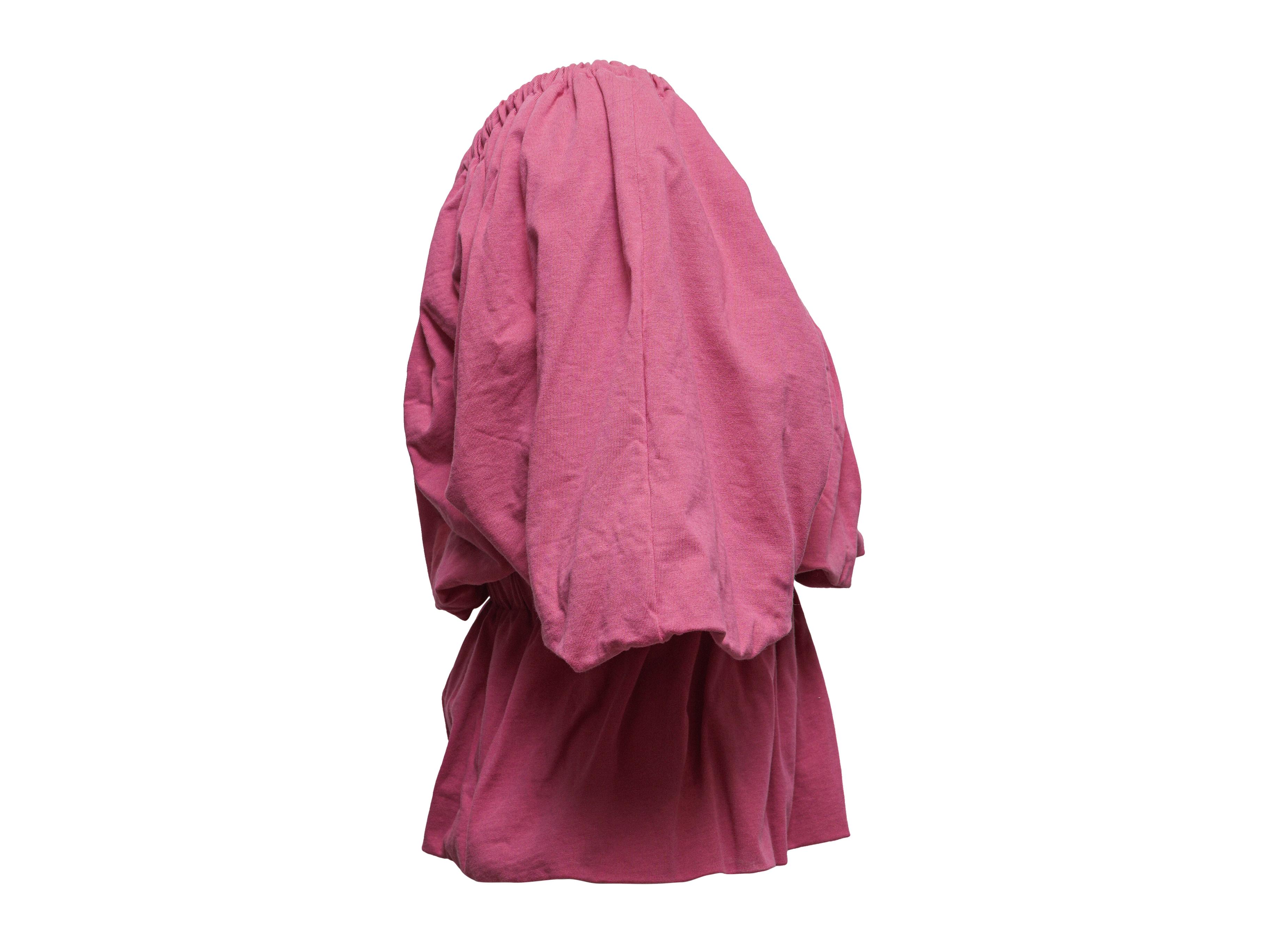 Pink scoop neck short sleeve top by Dries Van Noten. Elasticized waistband. 36