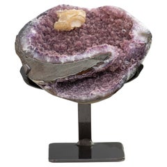 Pink Druzy Amethyst Sculptural Formation with Central Calcite Crystal