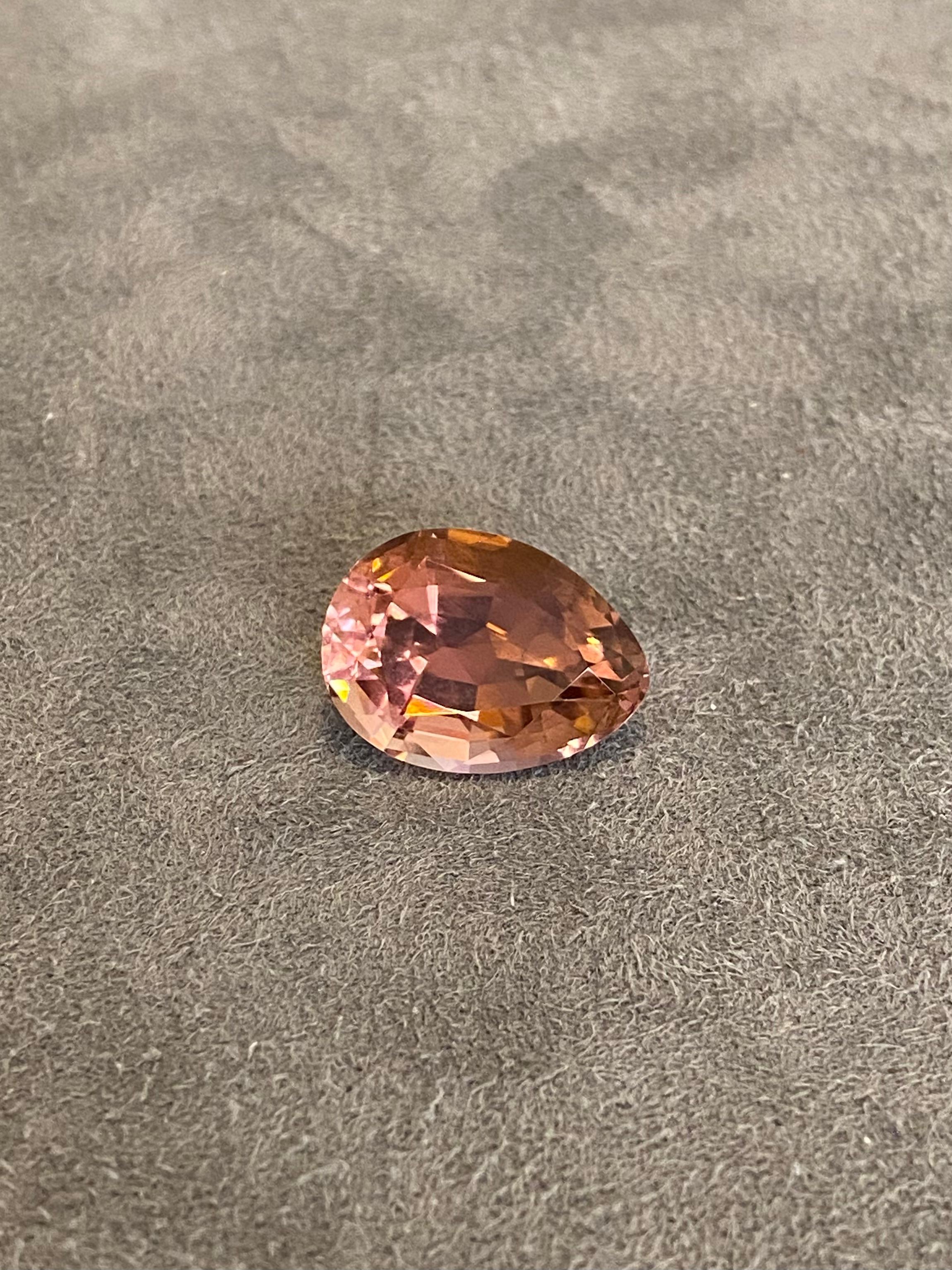 Pear Cut Pink egg shaped Tourmaline 20.88ct For Sale