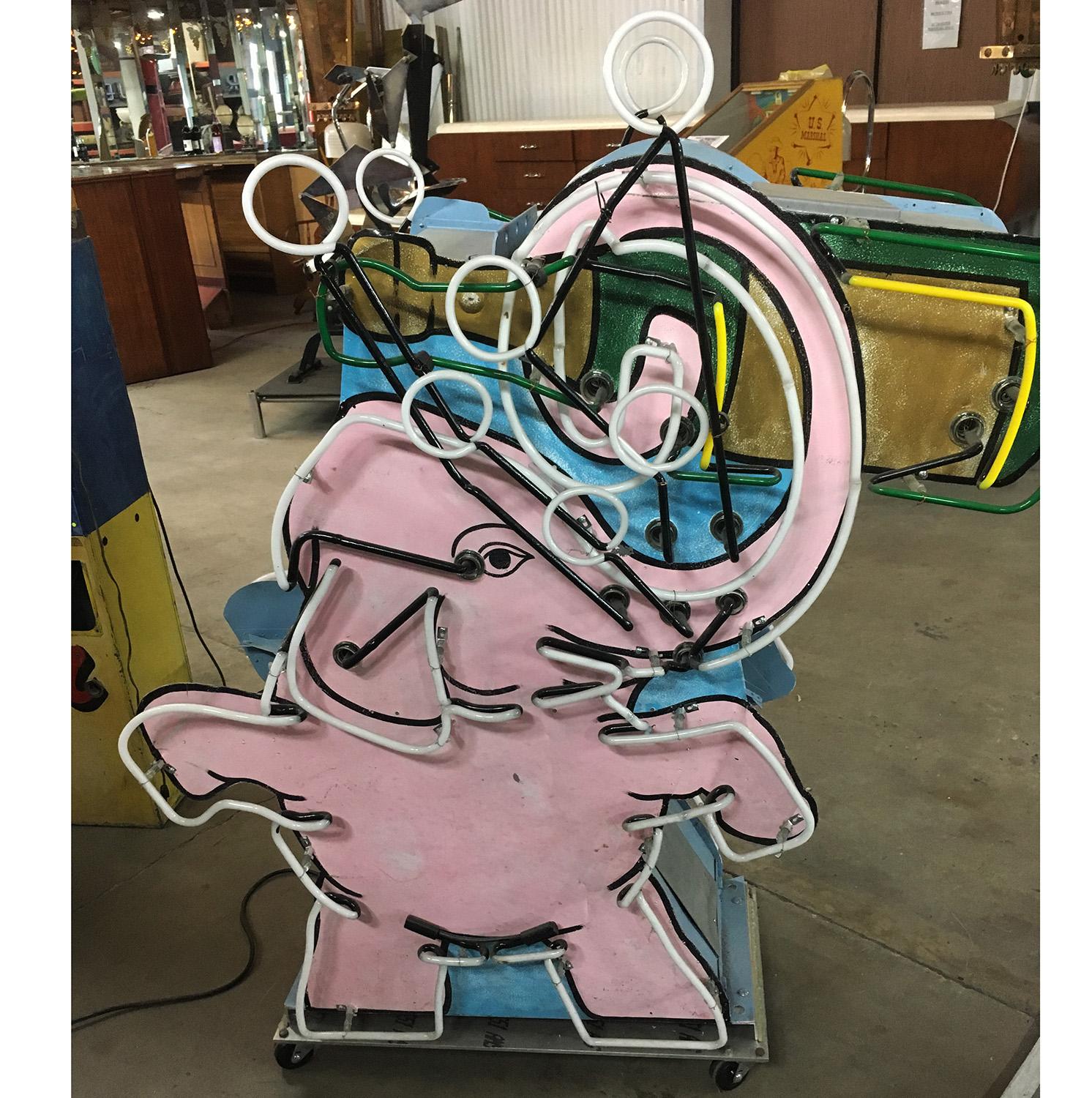 Mid-Century Modern Pink Elephant Neon Sign, 1950s Liquor Store, Animated