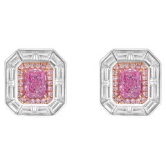 Borchie con diamanti radianti allungati Pink Diamond