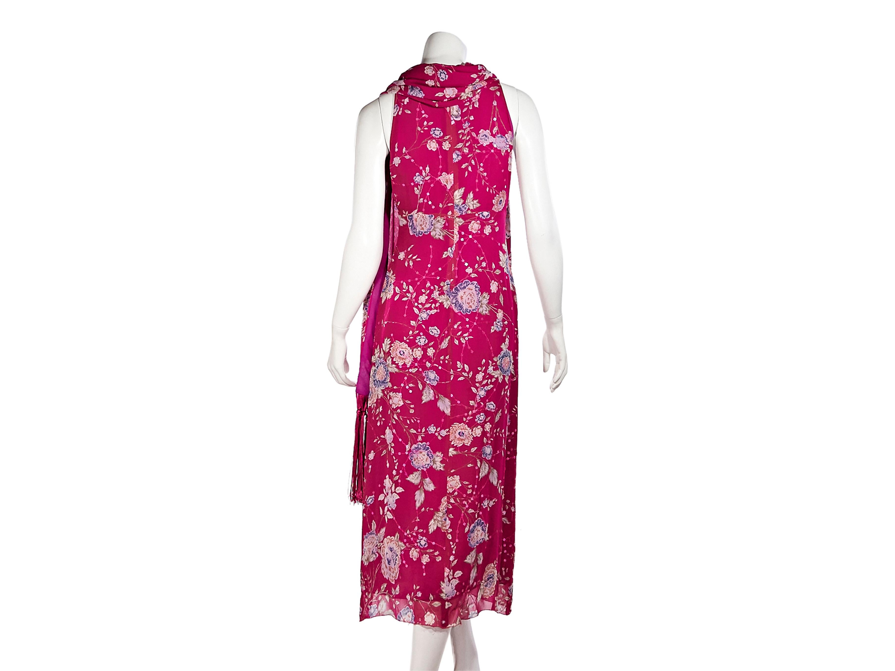 Pink Emanuel Ungaro Floral Silk Dress In Good Condition In New York, NY