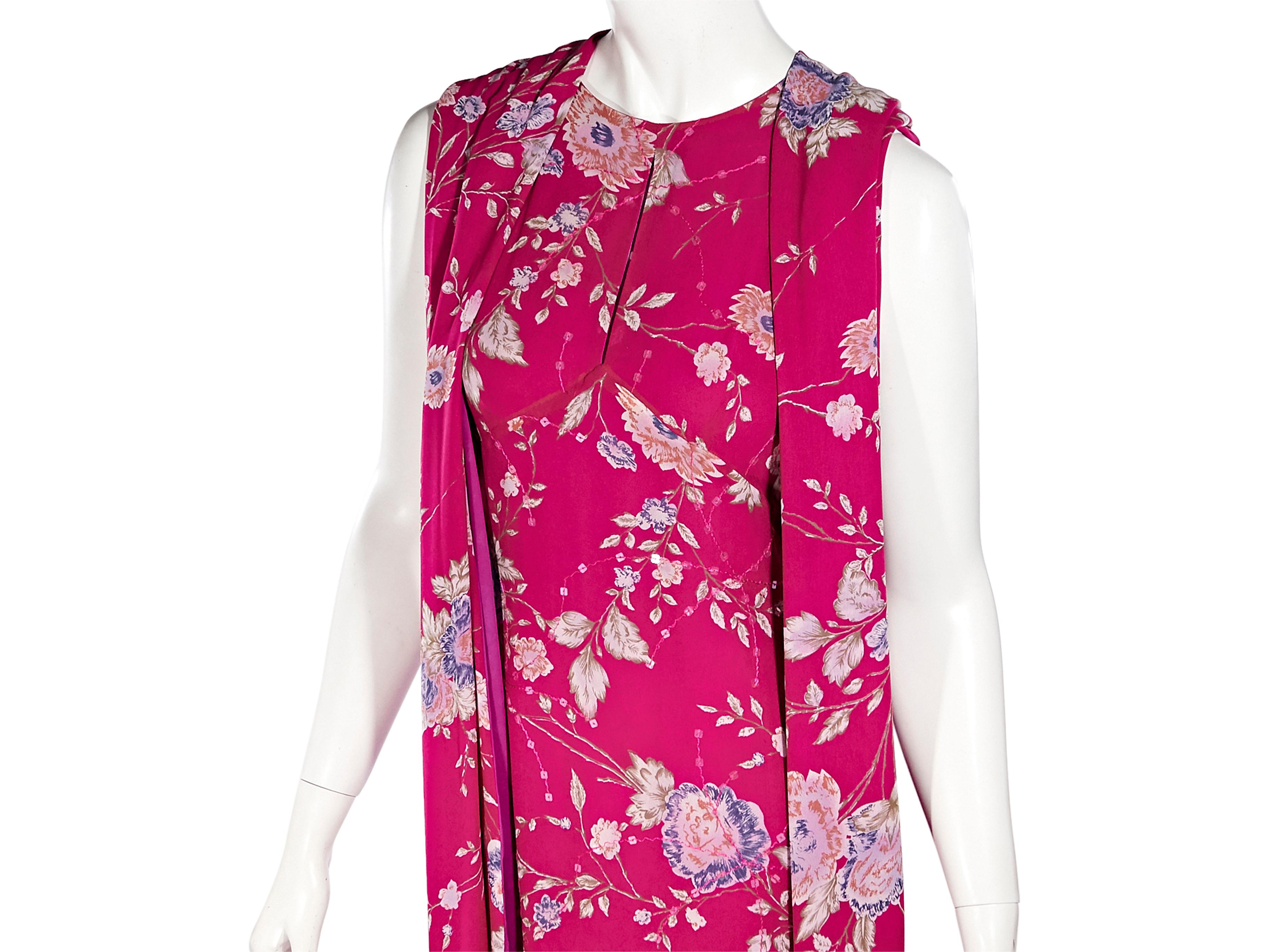 Women's Pink Emanuel Ungaro Floral Silk Dress