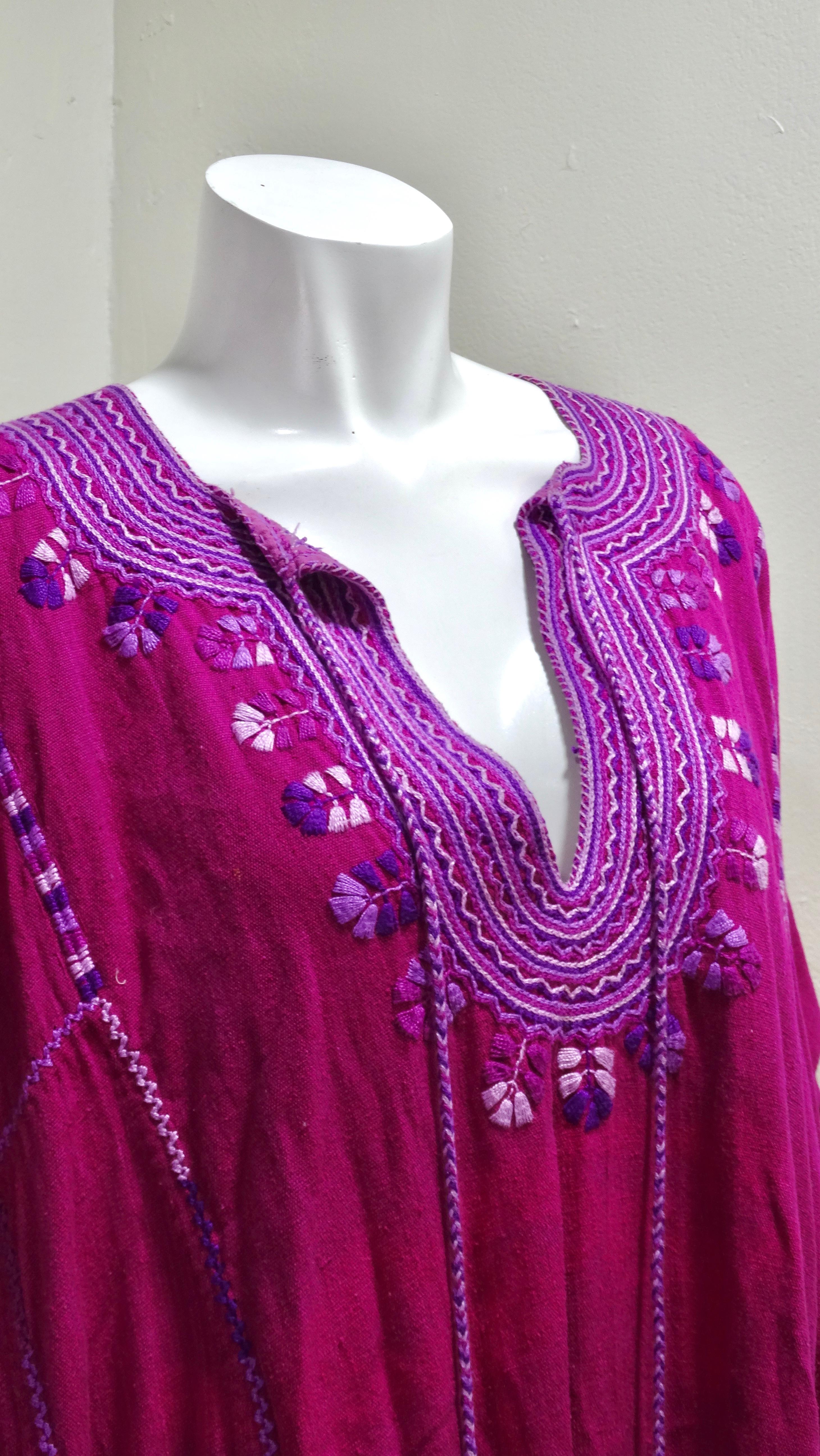 Pink Embroidered 1970's Kaftan 1