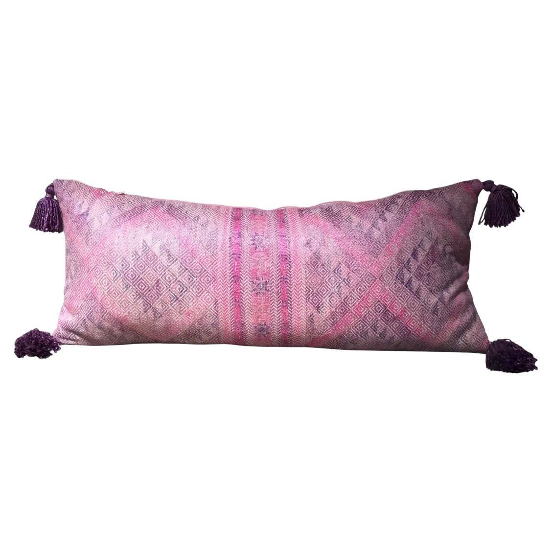 Pink Embroidered Pillow For Sale