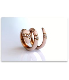Pink Enamel and Diamond Pink Gold Snake Ring