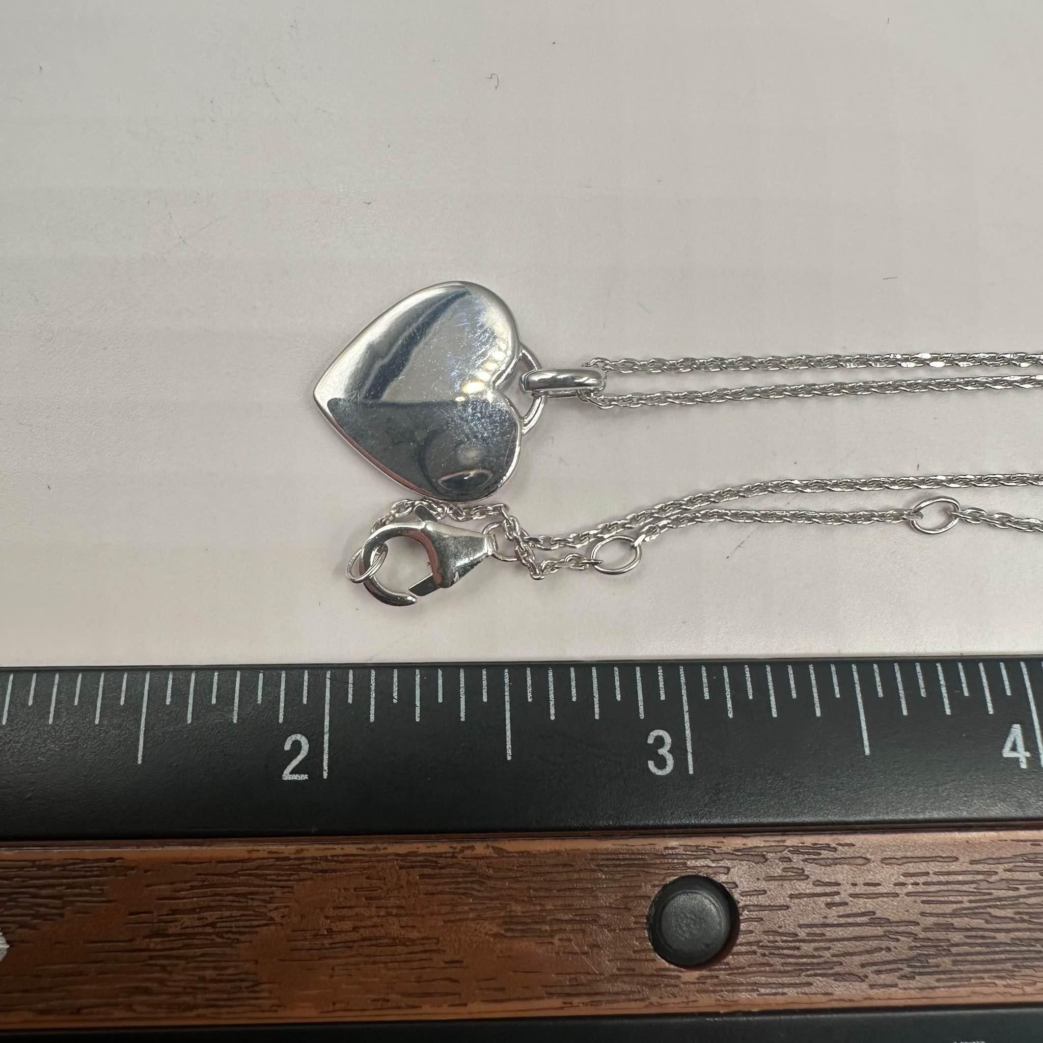 Women's Pink Enamel & Diamond Heart Necklace in Sterling Silver - 0.06ctw Diamonds, New