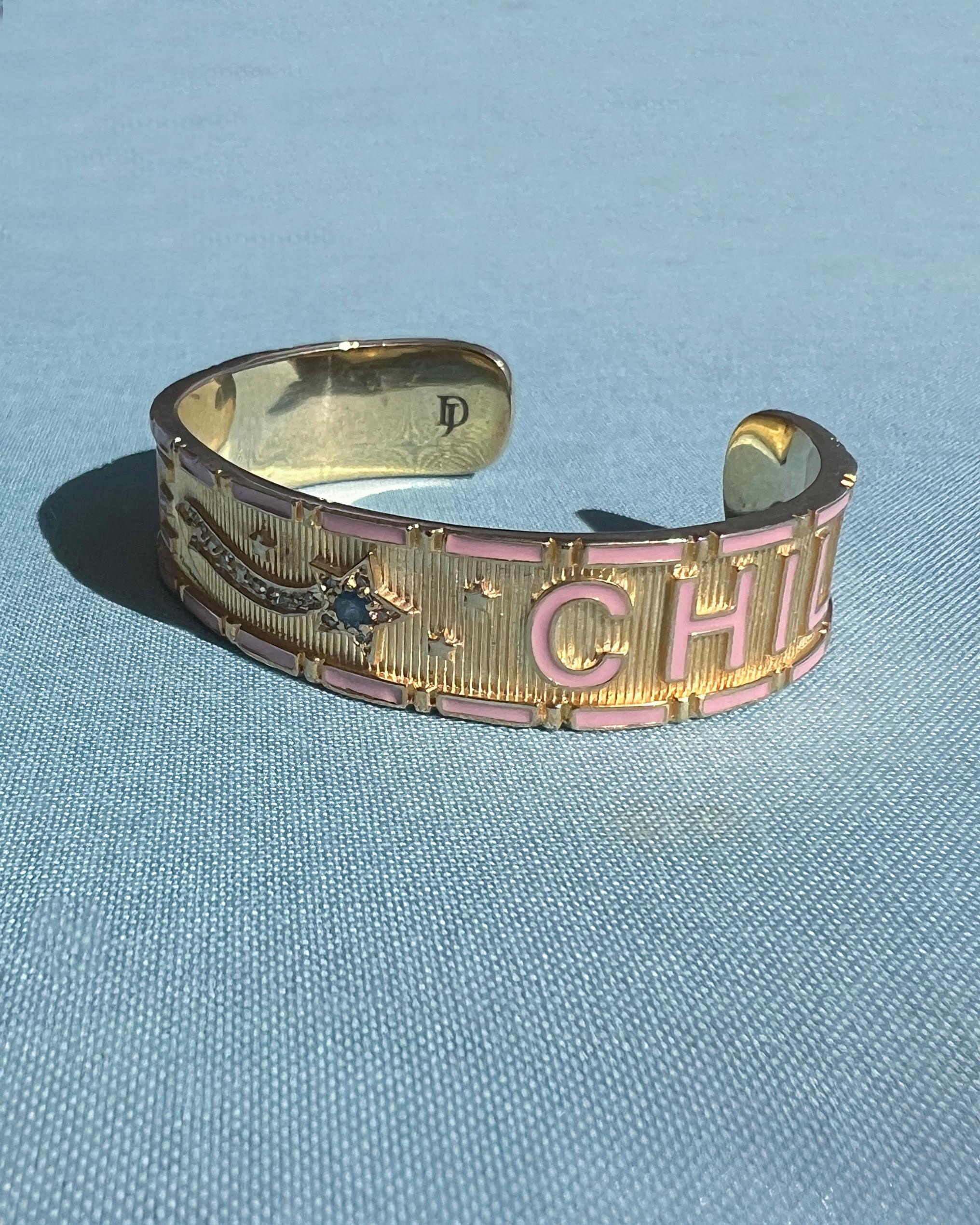 Bracciale a stella con smalto rosa Zaffiro blu Diamante Child & Child in vendita 1
