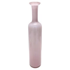 Vase bouteille en verre de Murano encastré rose avec feuille d'or de Salviati, Italie