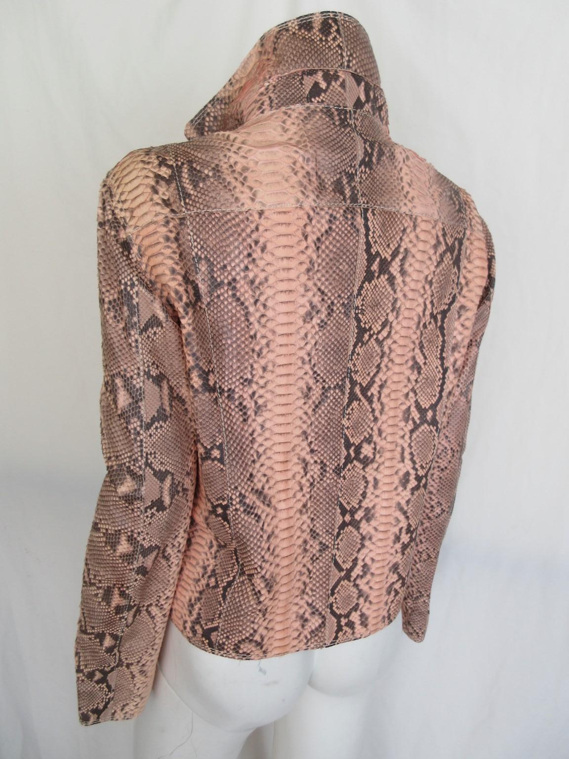 Pink Exotic Skin Leather Jacket In Good Condition In Amsterdam, NL