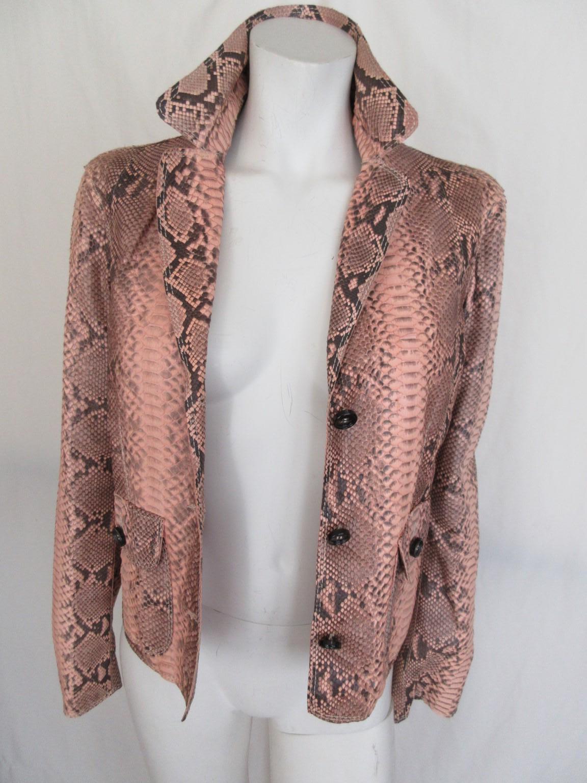 Pink Exotic Skin Leather Jacket 4