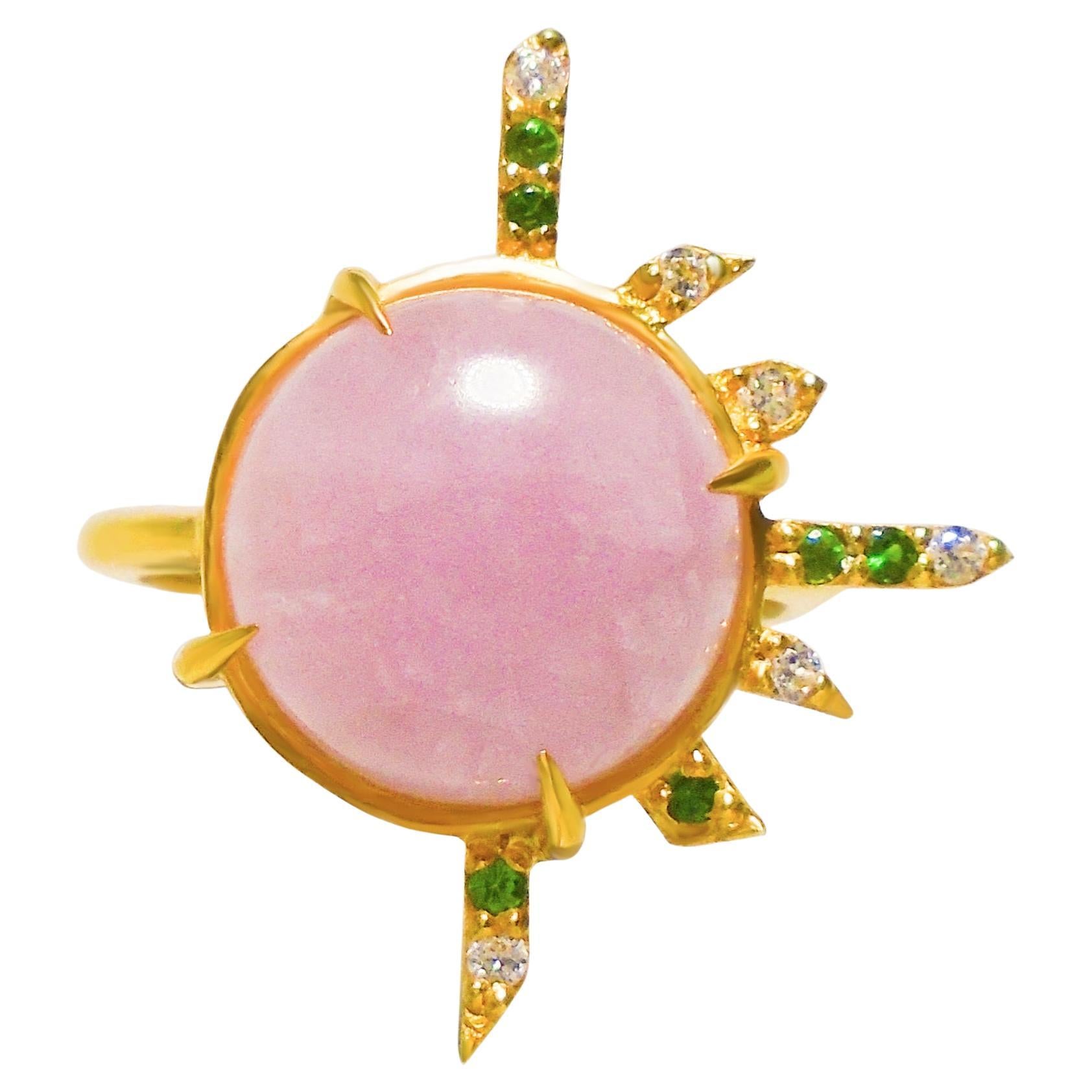 Pink Explosion Gold Ring with Opal, Diamonds and Gemstones For Sale