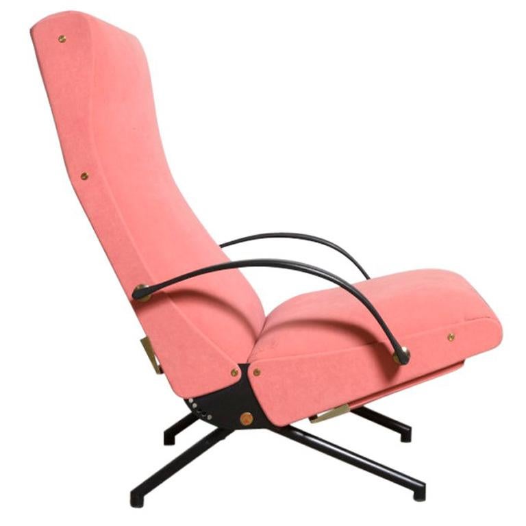 Pink fabric Osvaldo Borsani, P40 Lounge Chair for Tecno, Italy
