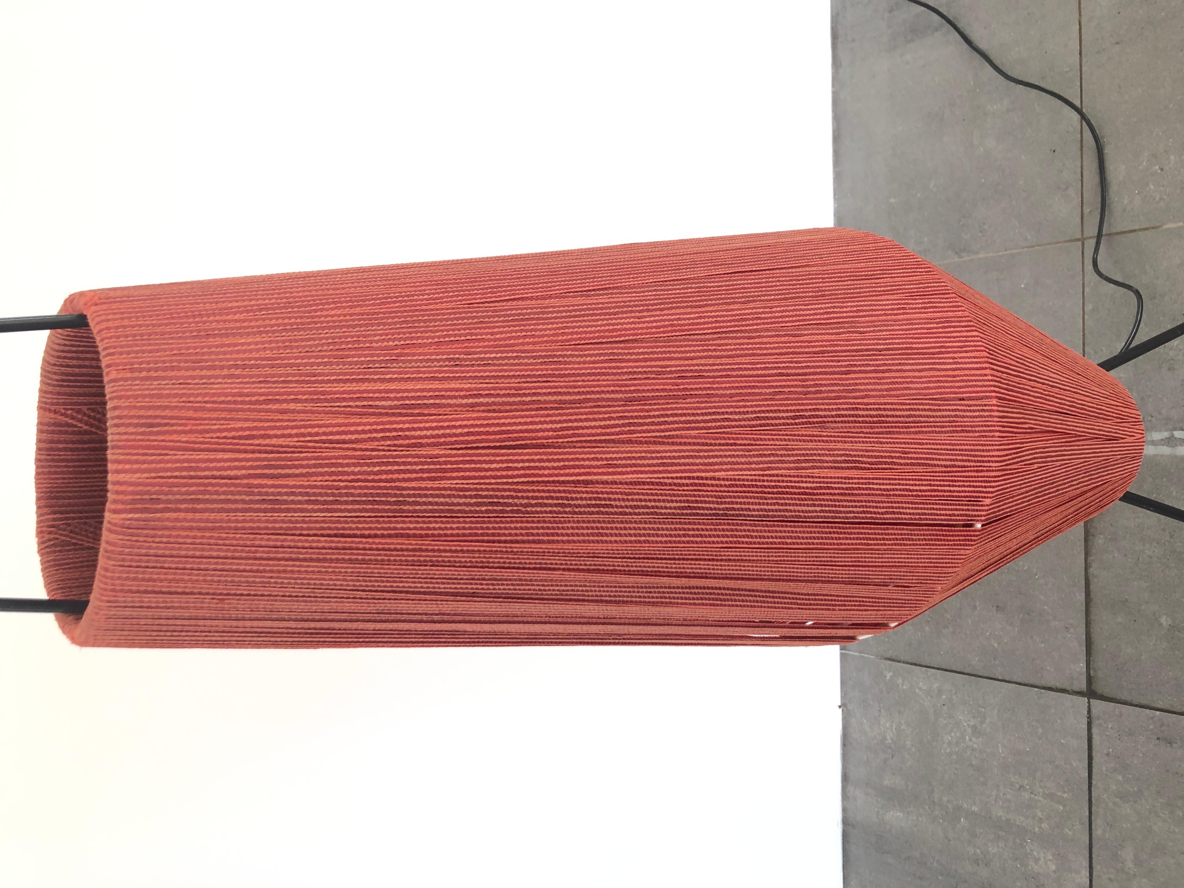 Pink Fabric Thread Shade Tripod Floor Lamp, 1960s, Germany In Good Condition For Sale In Hagenbach, DE