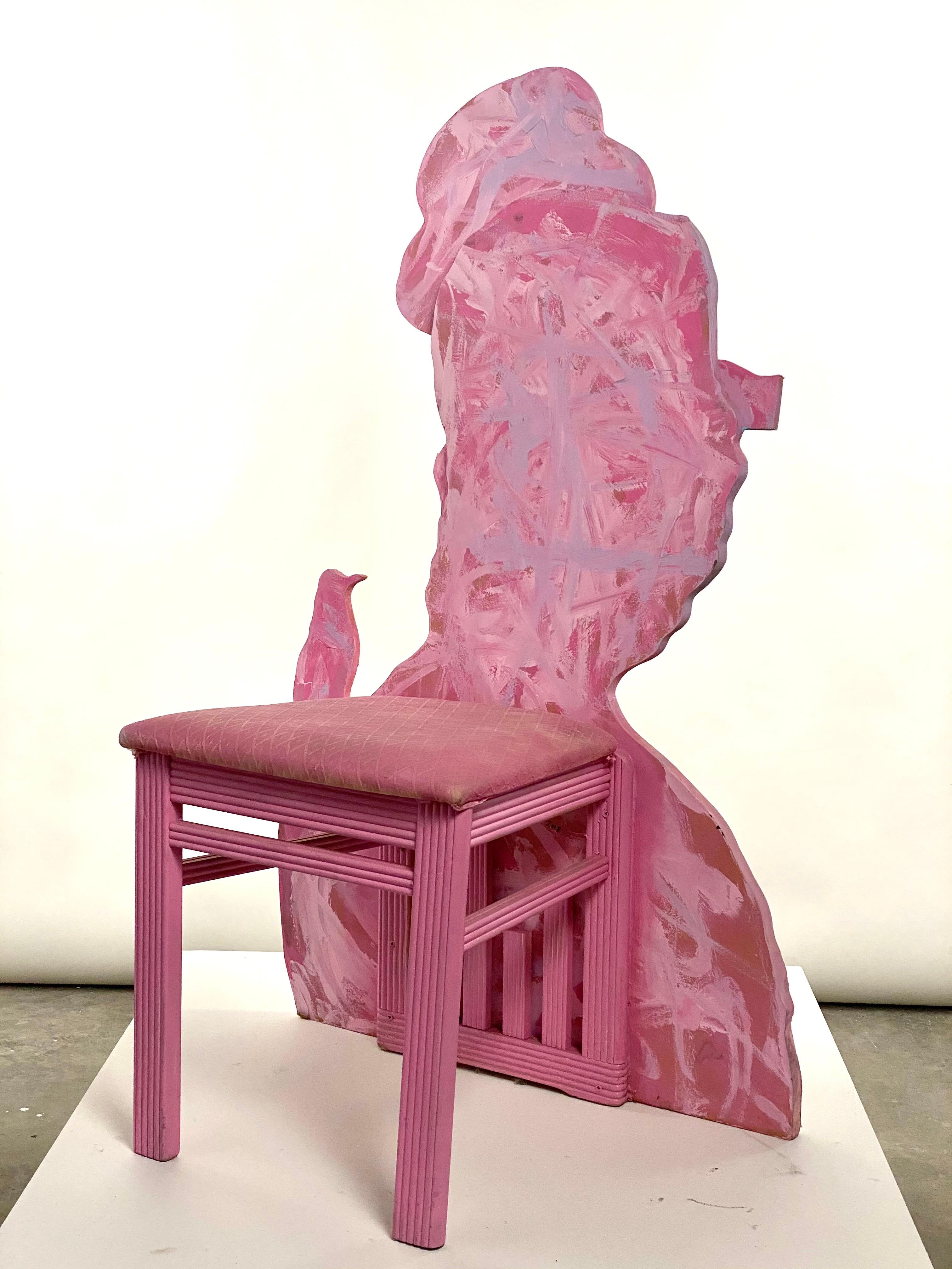Il s'agit d'une nouvelle œuvre de Mattia Biagi
Chaise sculpturale avec collage sur bois.
 