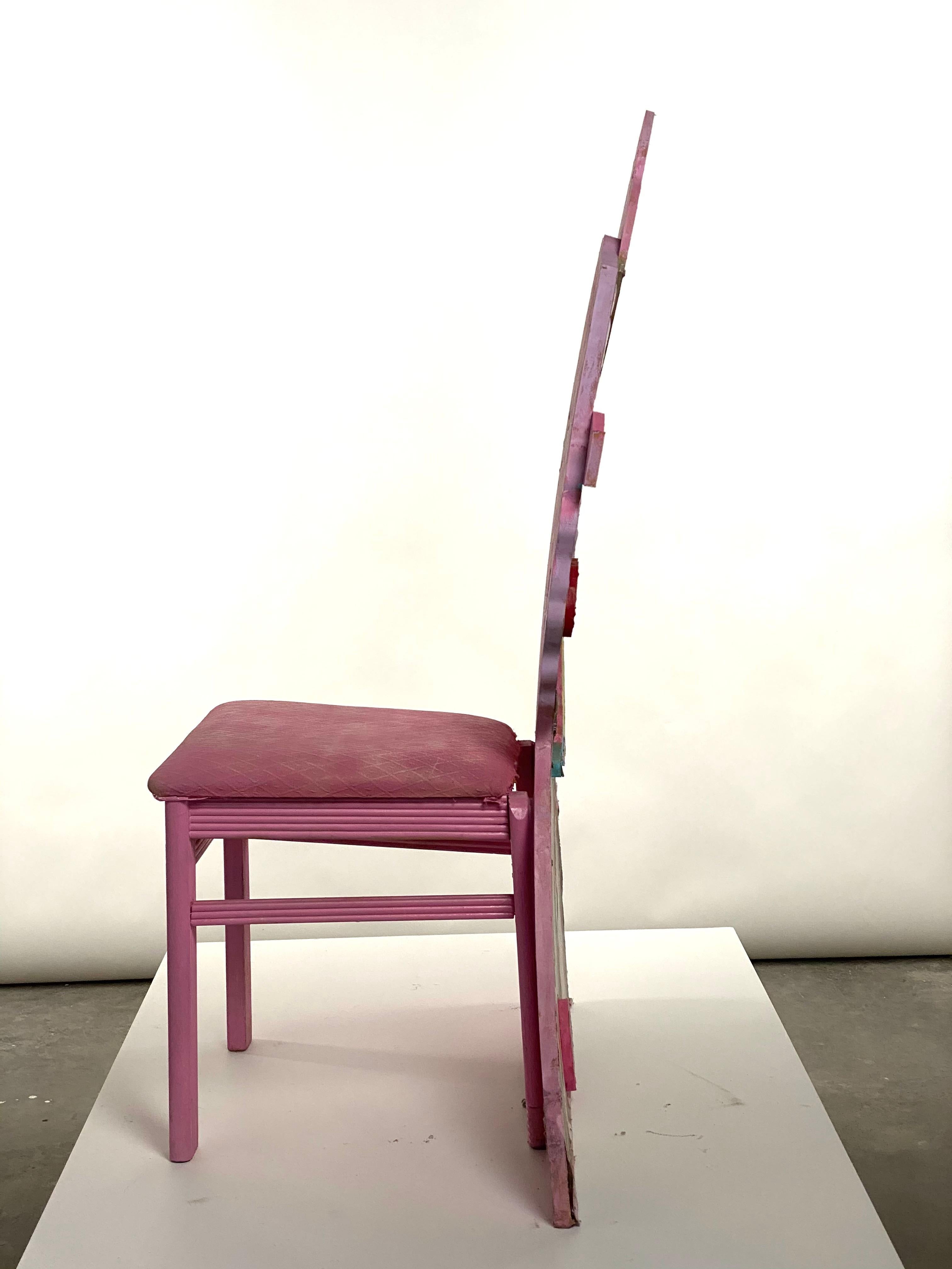 Pink Face Sculptural Wood Chair, 21st Century by Mattia Biagi In New Condition For Sale In Culver City, CA