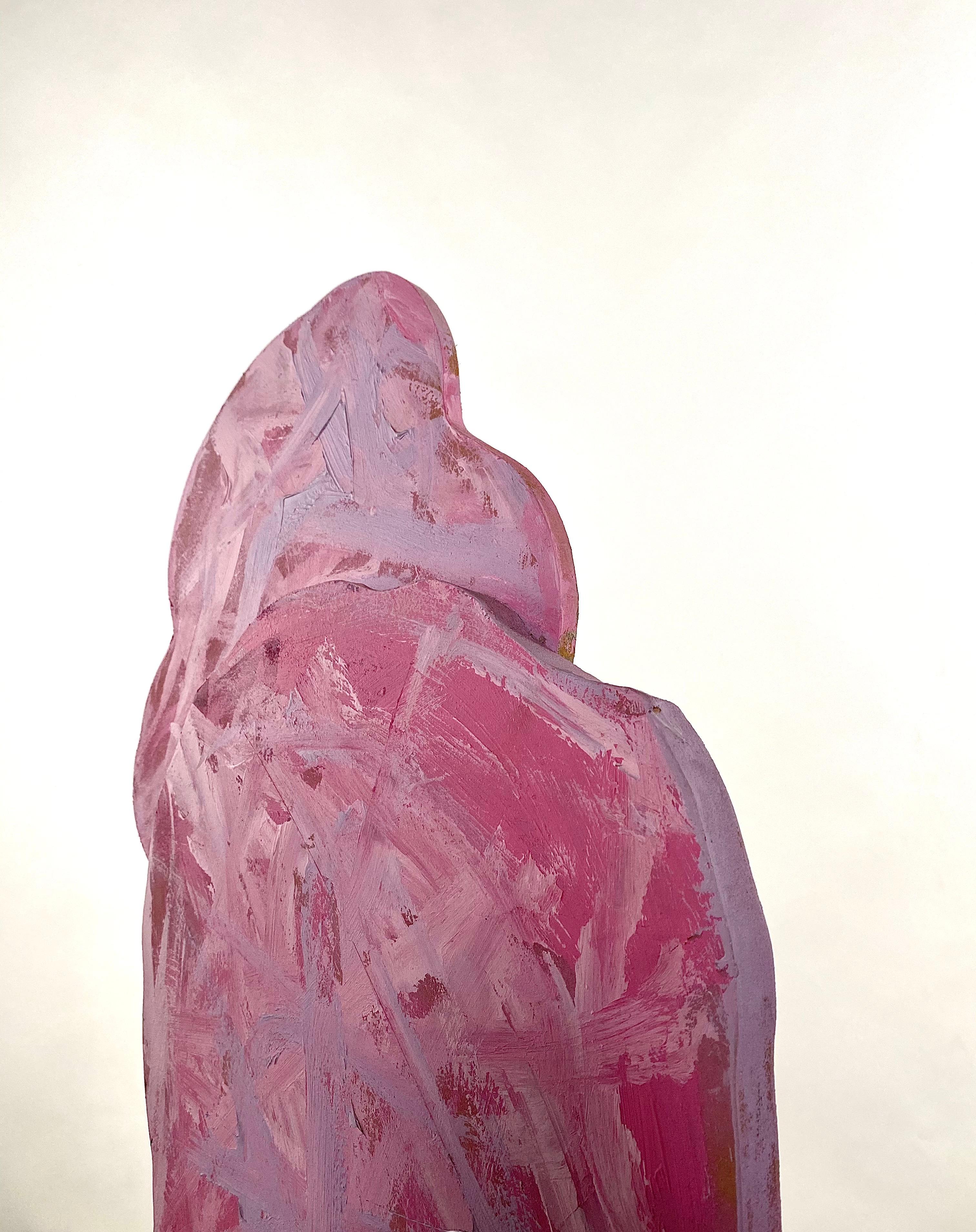 Rosa Face Skulpturaler Holzstuhl, 21. Jahrhundert, von Mattia Biagi im Angebot 1