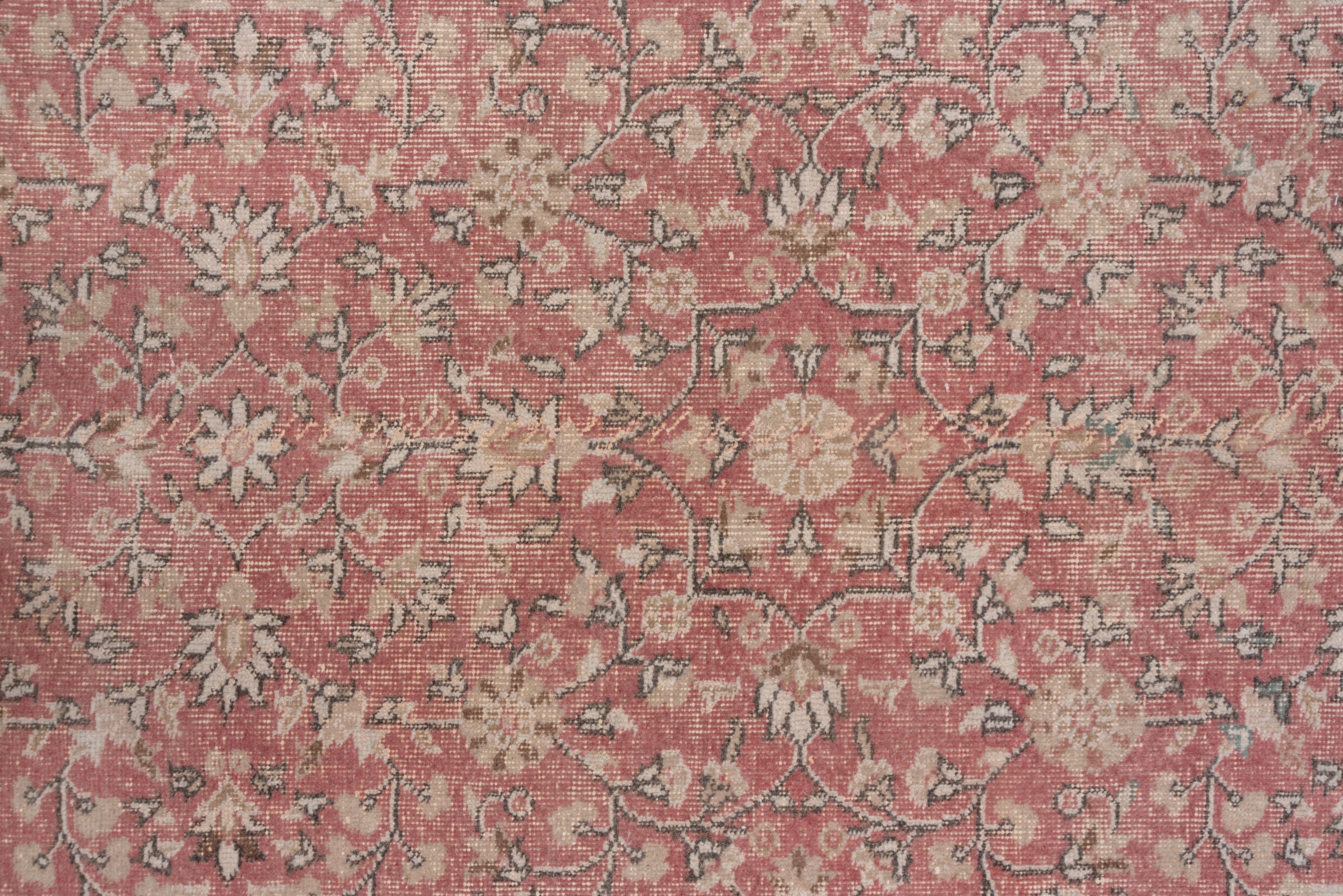 Hand-Knotted Pink Turkish Oushak Carpet, circa 1930s For Sale