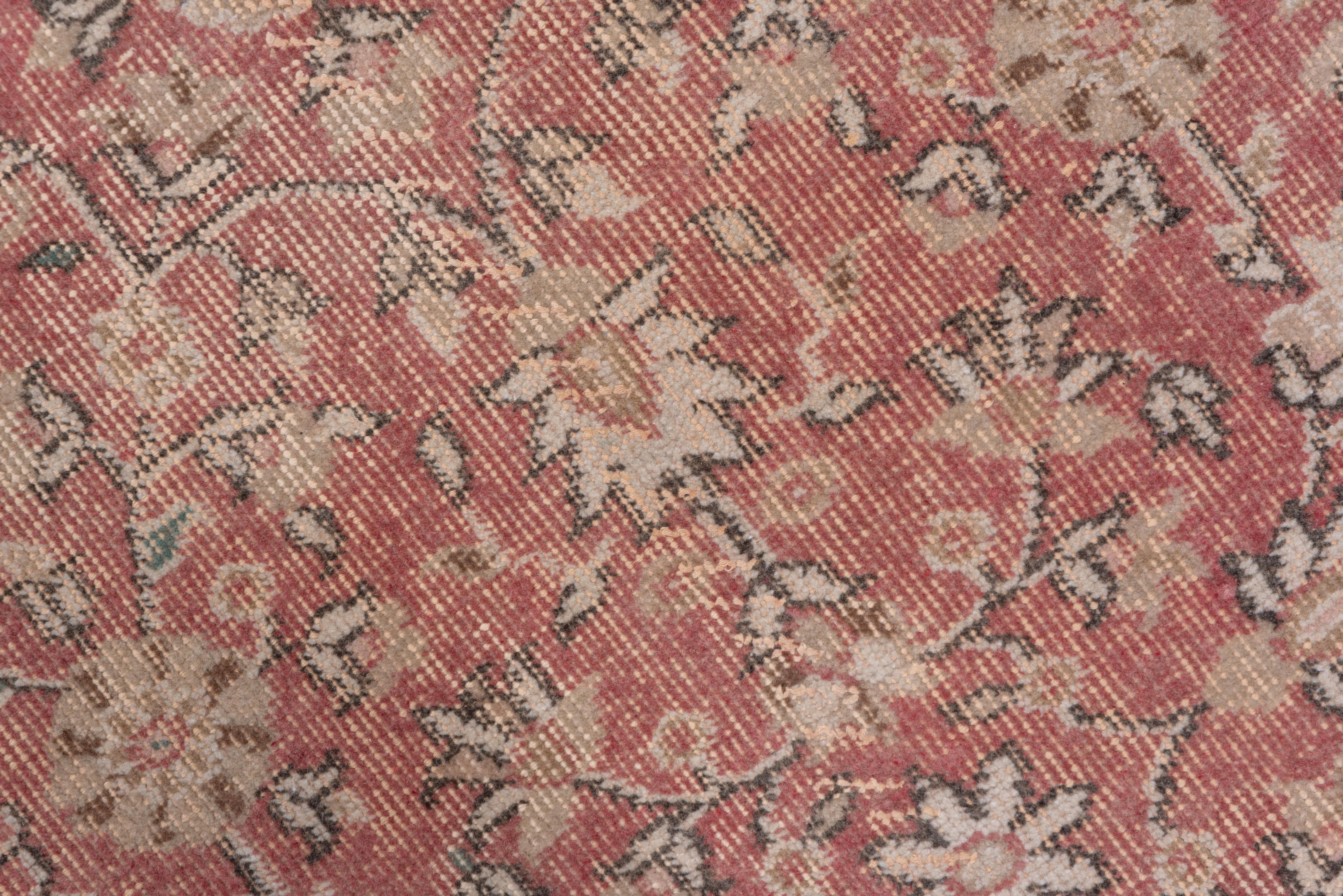 Rosa türkischer Oushak-Teppich in Rosa, ca. 1930er Jahre (Handgeknüpft) im Angebot
