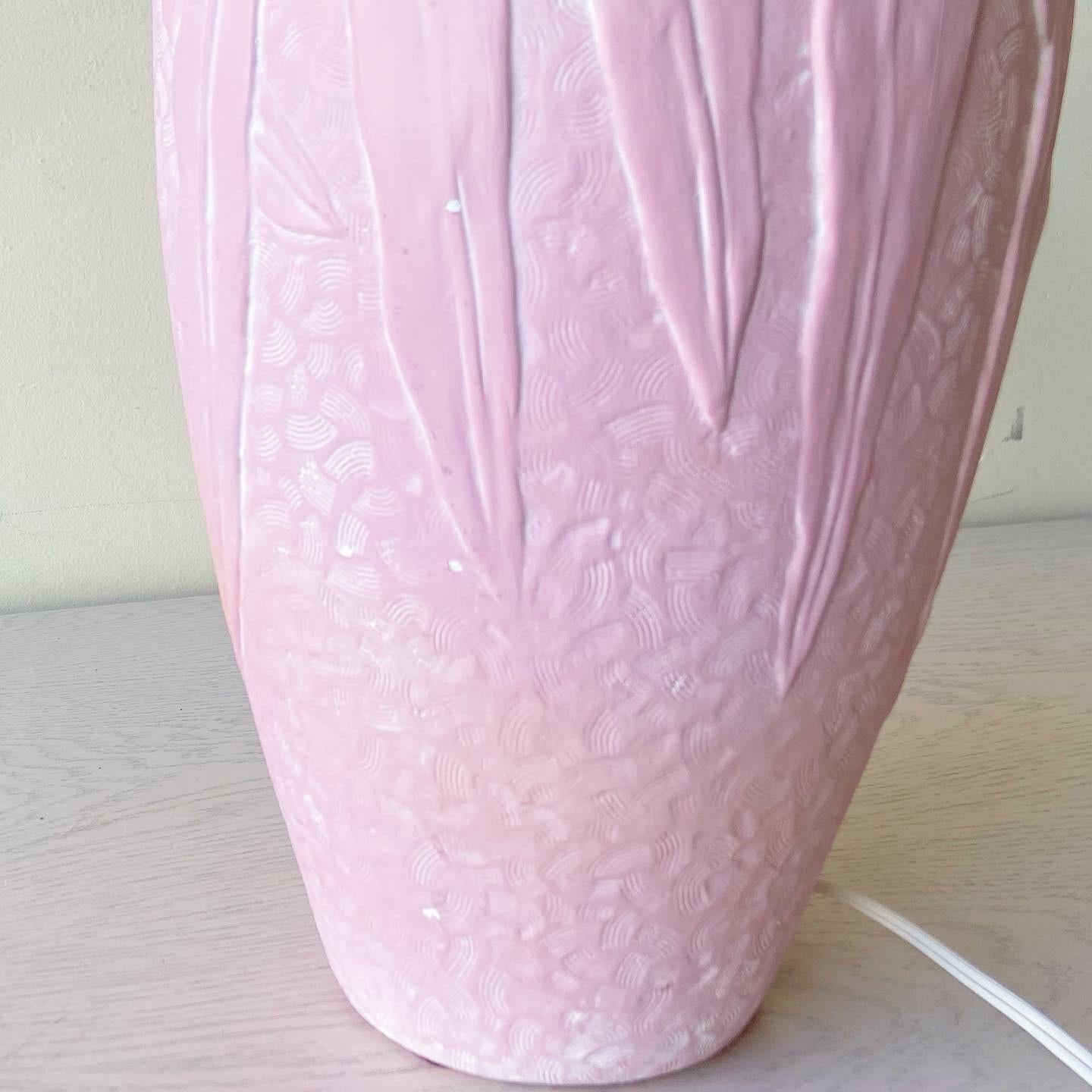 American Pink Floral Ceramic Postmodern Table Lamp For Sale