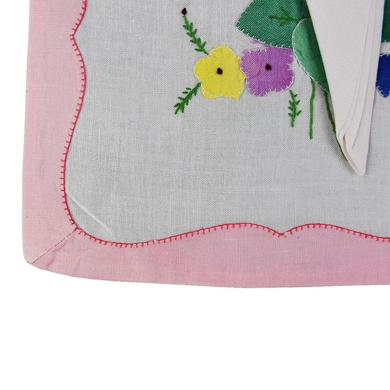 Pink Floral Fabric Placemats and Napkins, Set of 4 For Sale at 1stDibs