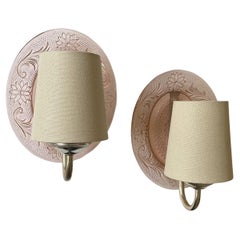 Pink Floral Motif Glass Wall Light Sconces