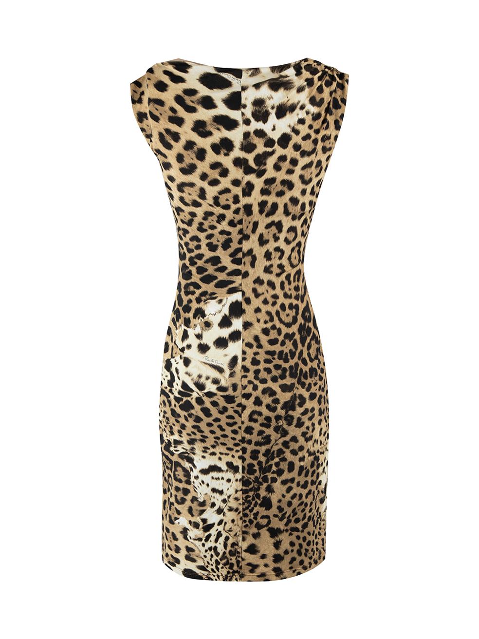 Brown Leopard Print Sleeveless Knee Length Dress Size S In Good Condition In London, GB