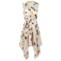 Pink Floral Sheer Sleeveless Midi Length Dress Size L