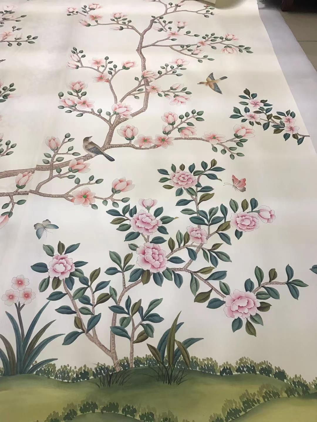 white silk embroidery wallpaper