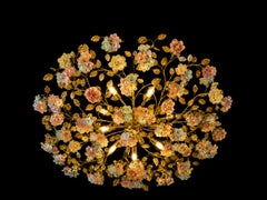Pink Floreal Murano Chandelier, 1980's