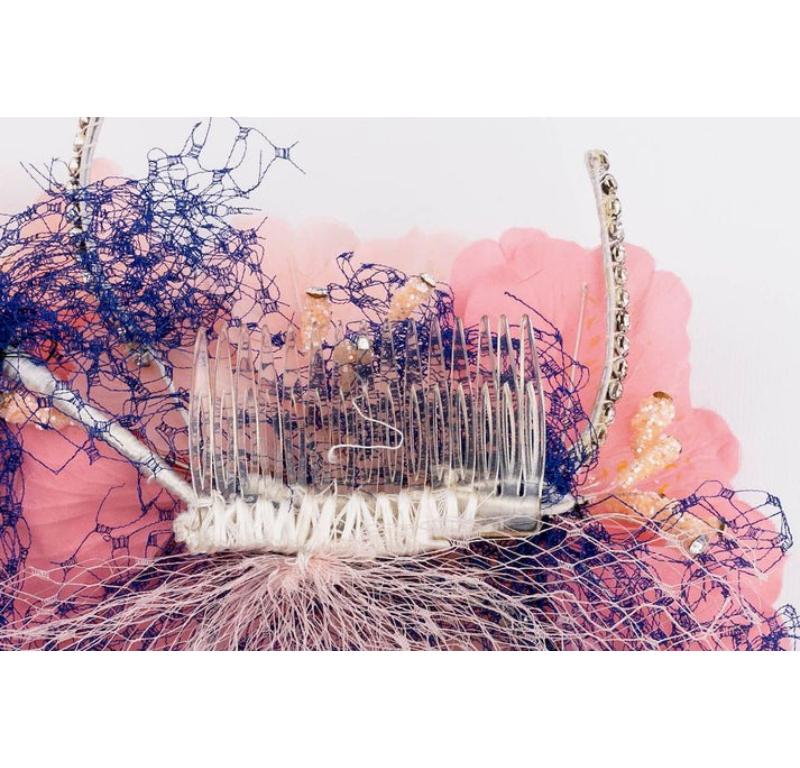 Beige Pink Flower Comb For Sale