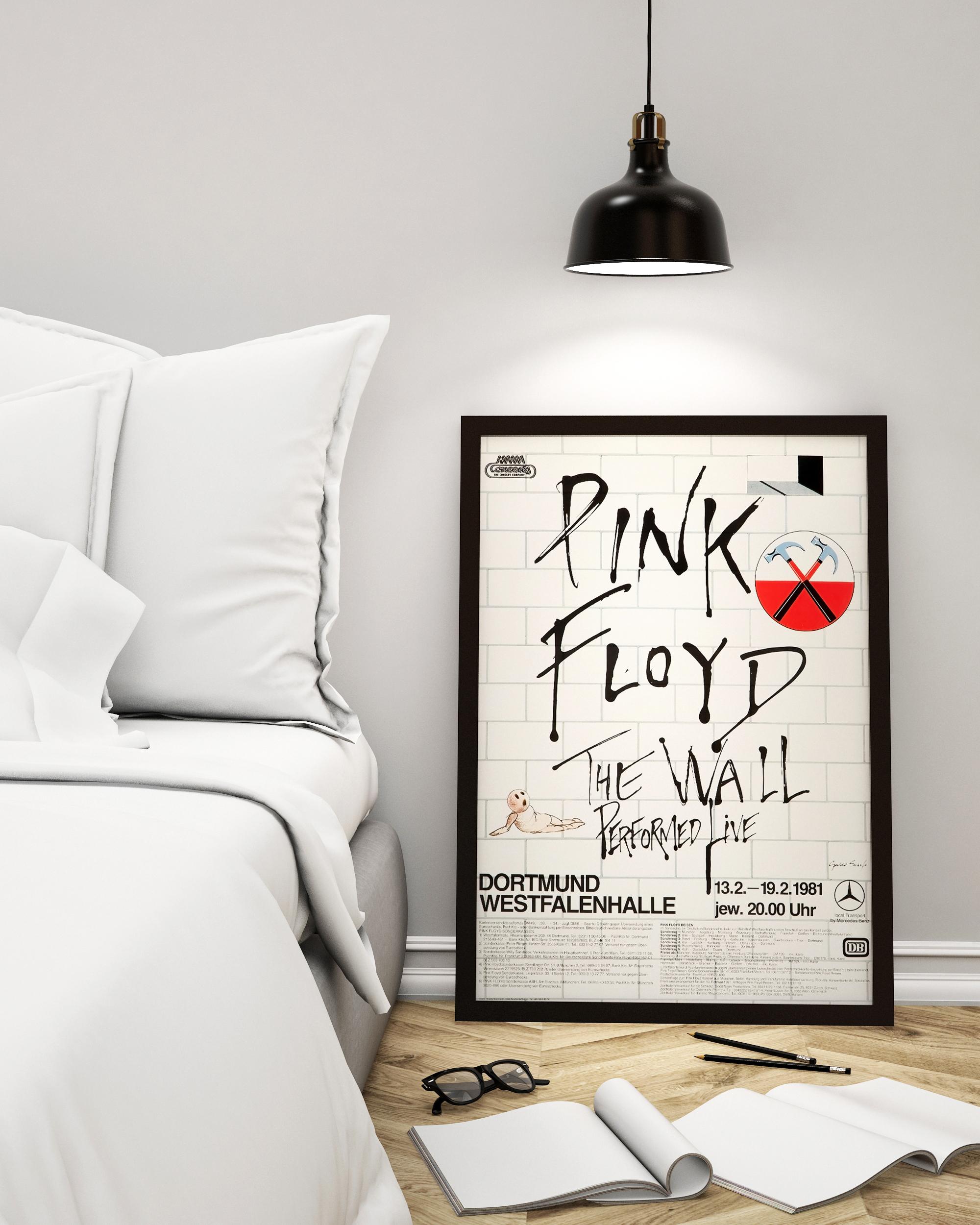 Tedesco Poster originale del tour dei Pink Floyd 'The Wall' per Dortmund, Germania, 1981 in vendita