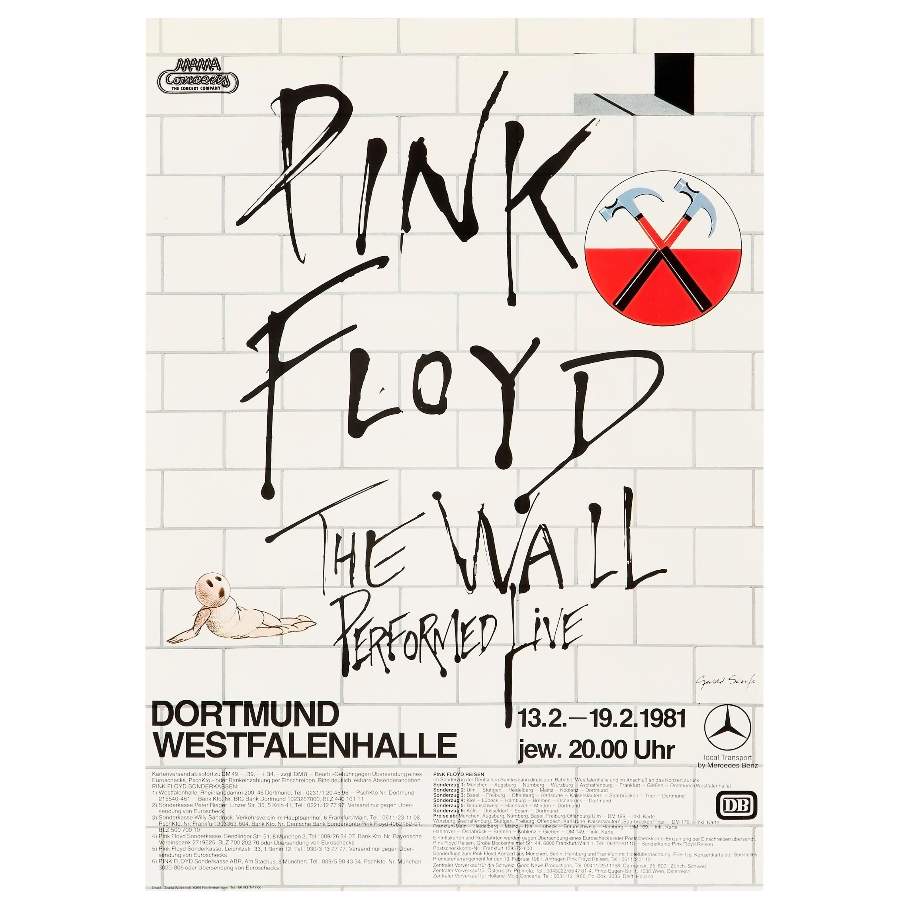 Pink Floyd "The Wall" Original Vintage Tour Poster for Dortmund, Germany,  1981 at 1stDibs | pink floyd the wall dortmund 1981, poster the wall,  vintage pink floyd poster