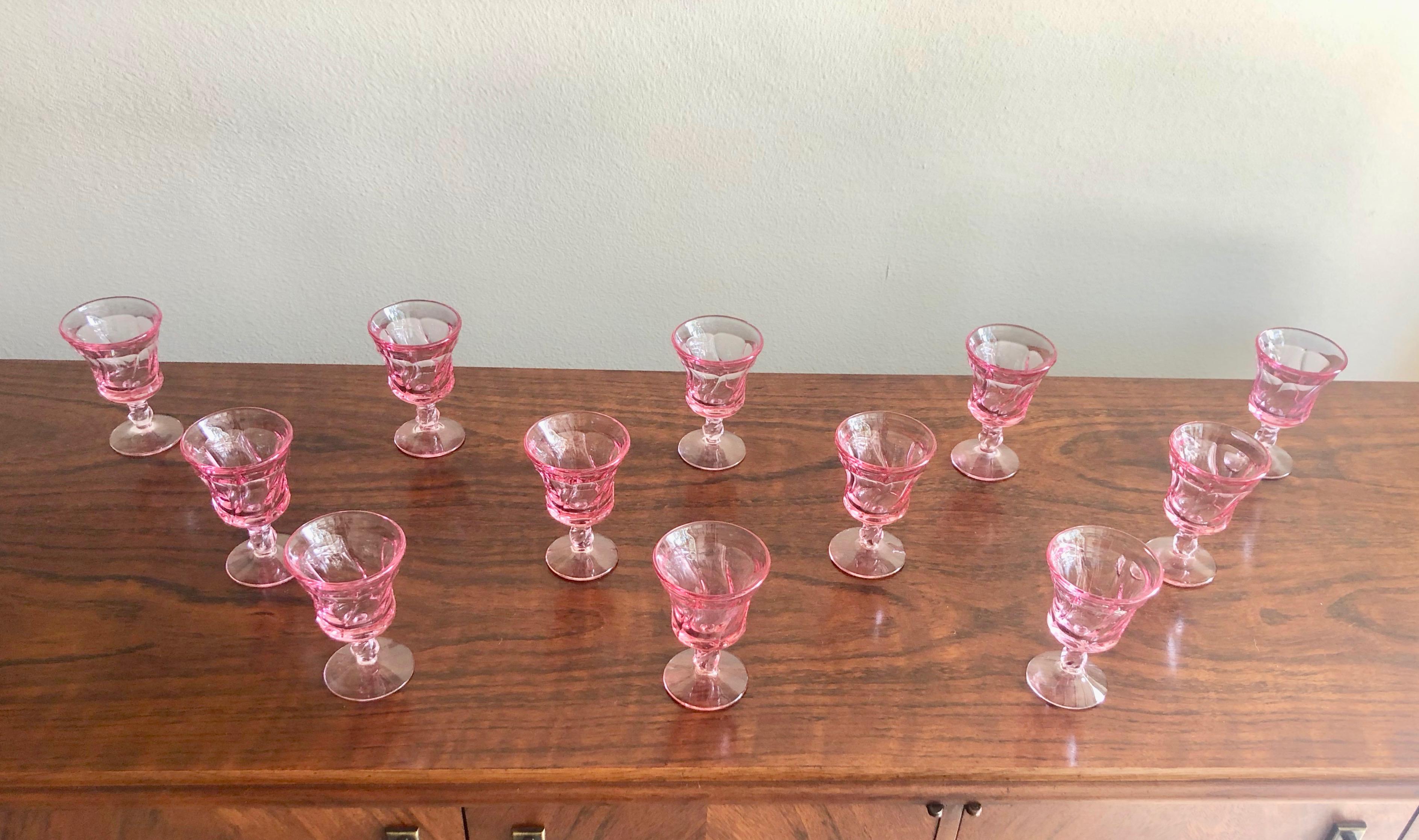 American Pink Fostoria Cordial Glasses