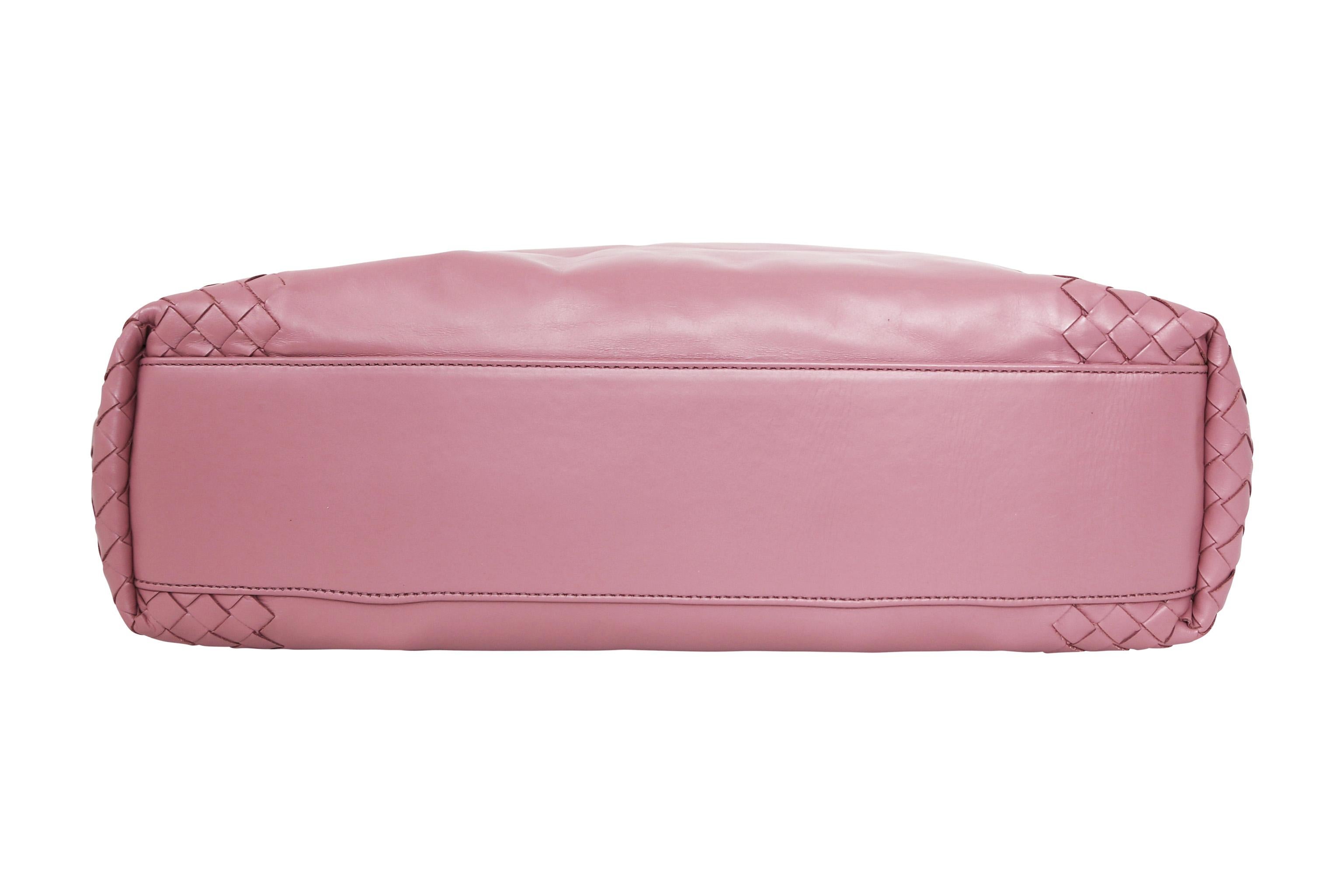 Brown Pink Fourre-Tout Leather Handbag For Sale