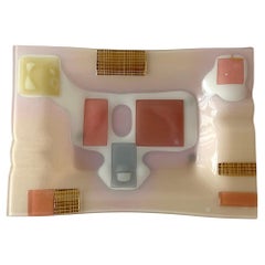 Vintage Pink Frances and Michael Higgins American Modernist Layered Glass Tray