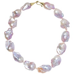 Gabrielle Sanchez Pink Freshwater Baroque Necklace