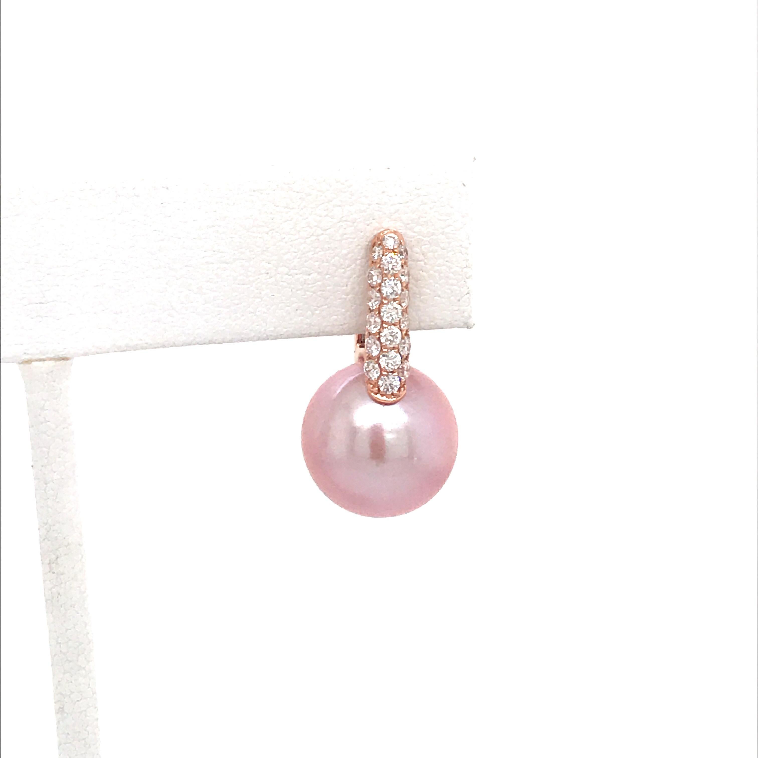 pink pearl and diamond earrings