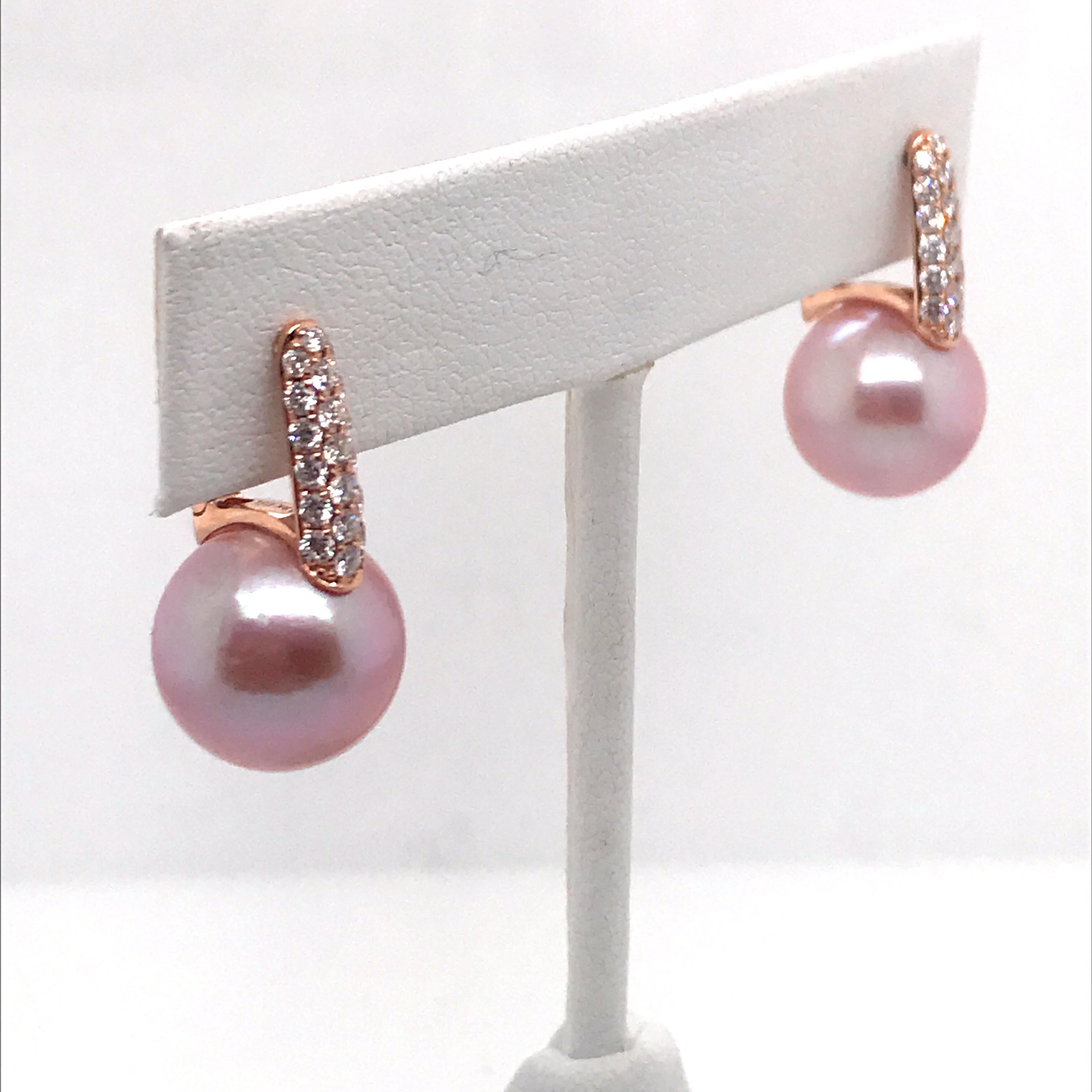 pink pearl diamond earrings