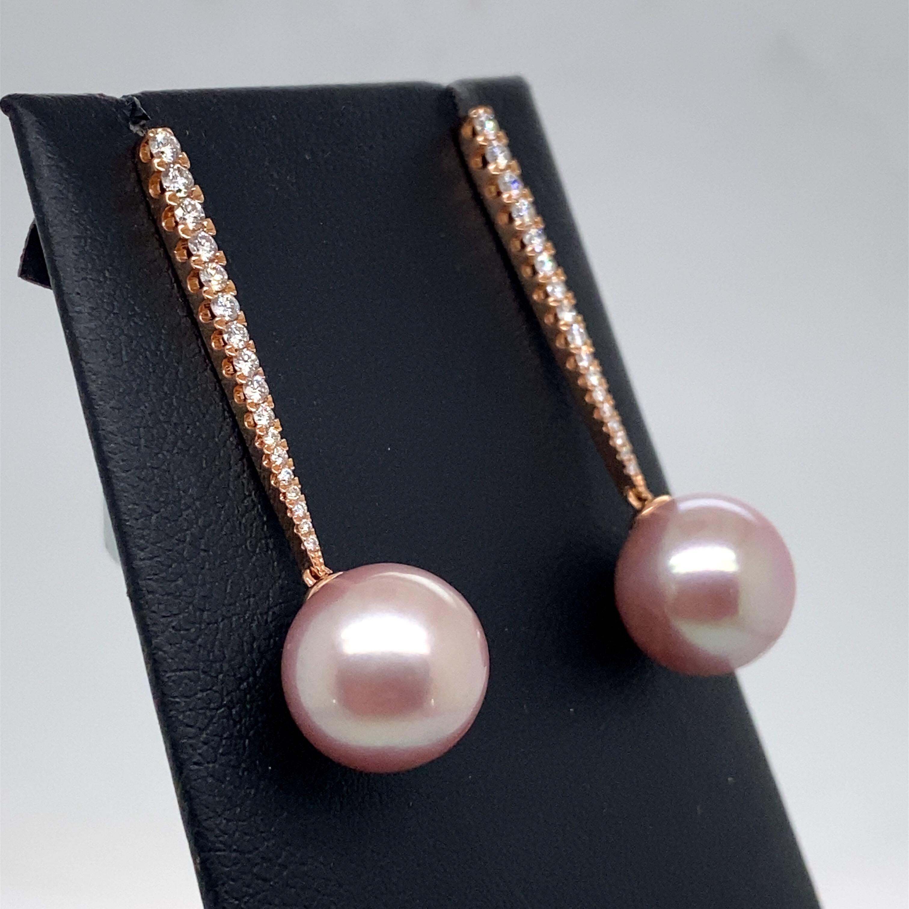 pink pearl drop earrings