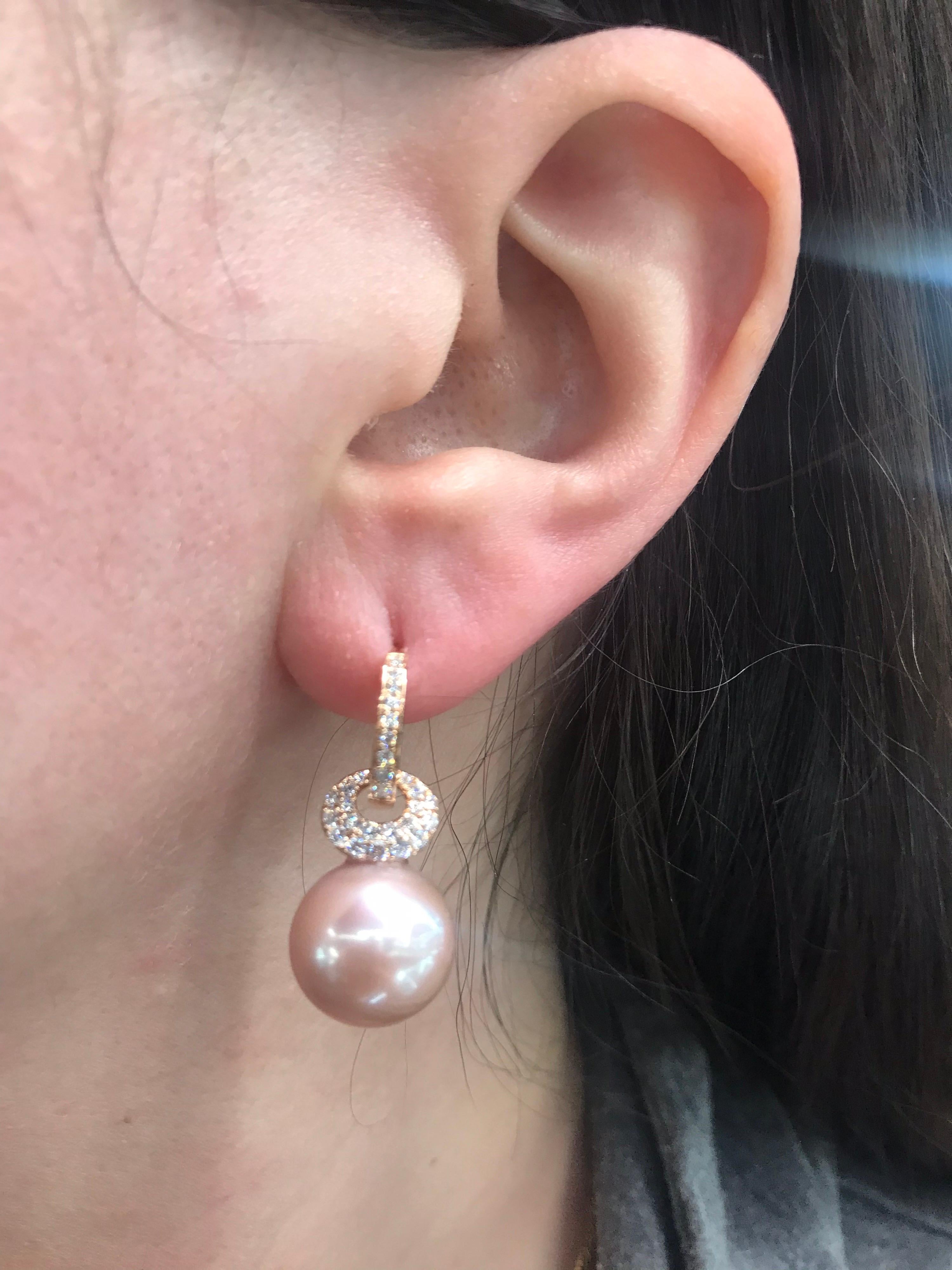 pink pearl rose gold earrings