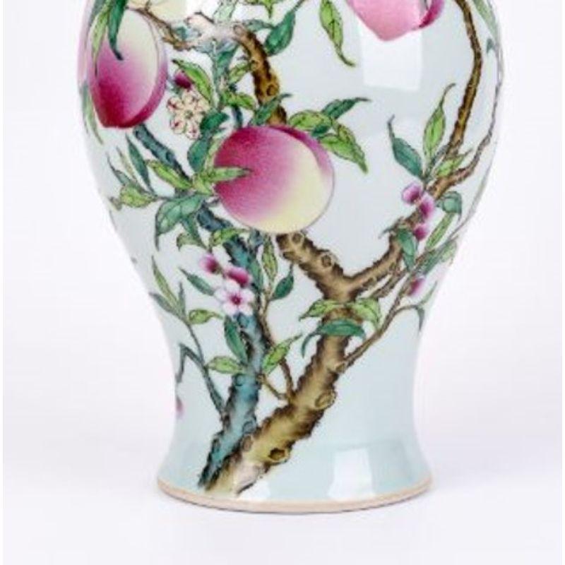 Chinese Pink Fruits Vase by WL Ceramics For Sale