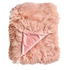 Pink Fur Banket Throw Mongolian Sheepskin
