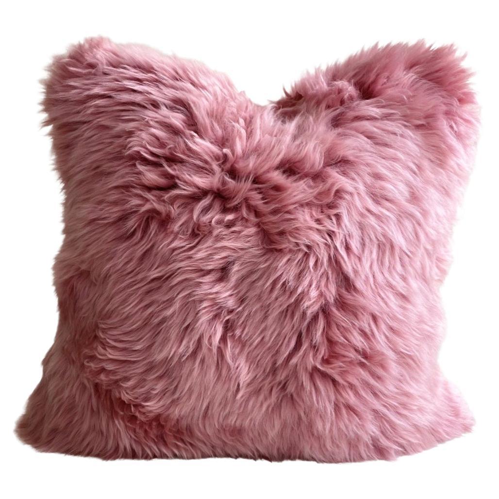 Pink Fur Pillow Merino Lambskin For Sale