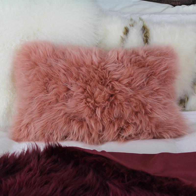 Pink Fur Pillow, Real Cashmere Fur Pink Fur Pillow, Real Cashmere Fur