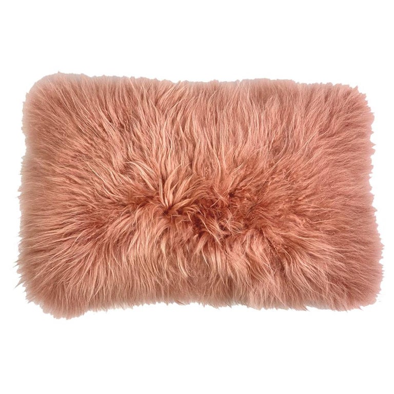 Pink Fur Pillow, Real Cashmere Fur Lumbar For Sale at 1stDibs