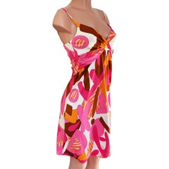 Pink Fusion Print silk jersey Cami Slip Boho Dress - NWT Flora Kung